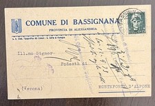 Cartolina Postale Fascio Littorio Fascismo Podestà Bassignana Alessandria 1938