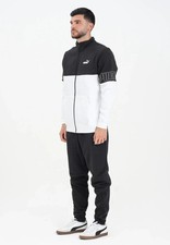 PUMA TUTA UOMO ESS COLORBLOCK SUIT FELPATA BIANCO NERO 691994 02 CON CERNIERA