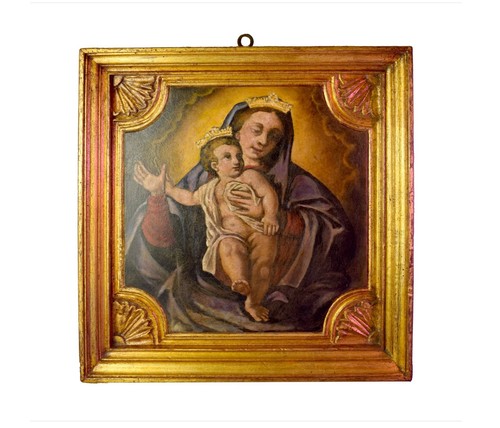 Dipinto antico madonna con - dipinto,