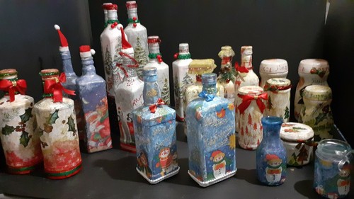 Decoupage bottiglie natale - decoupage, 20