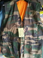Gilet caccia reversibile mimetico / arancione tg 48 50 52 56 58 carniere cartucc