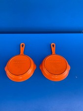 2 Poêle skillet PLAT Le Creuset EN FONTE  ø 16 CM ORANGE RARE Cocotte Four