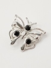 Ciondolo charm collana donna Farfalla argento 925 Onice ? Zirconi Neri?