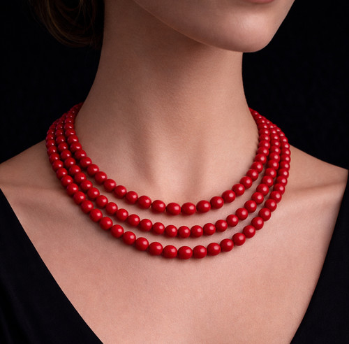 Collana corallo rosso fili - rosso,