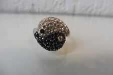 Anello Yin Yang, Placcato Argento Con Pietre Smerigliate, C. Alp