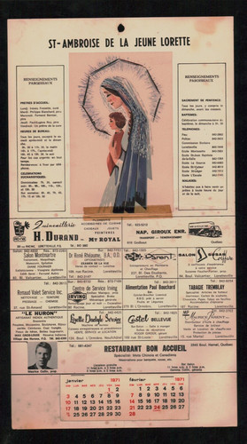 1971 religious calendar - calendar, by