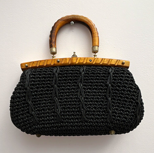 Borsa nera con - in, rafia