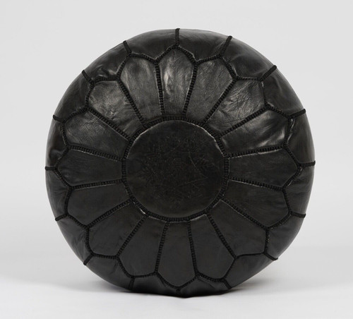 Pouf pre riempito nero pelle - pouf, pre-riempito