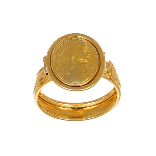 Anello oro giallo con donna - anello,