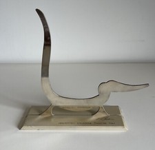 Rara statua scultura Collezione LINO SABATTINI Cane "Bassotto" metallo argentato