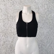 SEXY CROP TOP NERO COSTINE CERNIERA CORTO AMERICANA