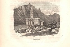 SAN GIACOMO FILIPPO Santuario San Guglielmo STAMPA ANTICA del 1859 Antique print
