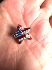 SPILLO STELLE e STRISCE  con brillantine metallo 2.5cm 