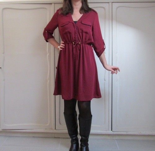 Vestito abito bordeaux satin