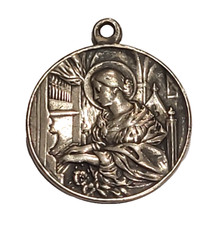 medaglia antica primo '900 in  argento -Sancta Agnes (Agnese) e Santa Cecilia