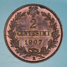VITTORIO EMANUELE III 2 CENTESIMI 1907 VALORE RAME COIN FDC RR COIN COLLECTION