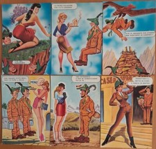 ALPINI - 6 VECCHIE CARTOLINE UMORISTICHE MILITARI - GRANDE FORMATO