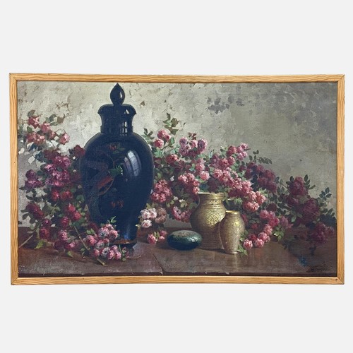 Tableau ancien hst fleurs - tableau,