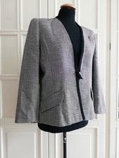 Giacca donna sartoriale Blazer 100% lana pied de poule bianco e nero, tg. S, M