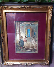 ANTICO QUADRO AD OLIO  MARIO FATTORI PASTORELLO CON PECORE