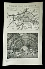 1883.Antica Topografica.BERLINO, RACCORDO ANULARE E STAZIONE DI Friedrichstrasse
