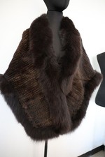 Maglia 100% vera pelliccia di visone mantello/poncho marrone collo avvolgente/scialle donna 150 * 55 cm sciarpa