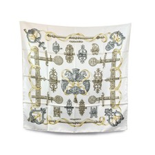 Autentica sciarpa Hermes Paris vintage seta bianca Ferronnerie 1970 Cathy Latham