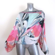 Emilio Pucci Astana blusa drappeggiata asimmetrica seta stampata multicolore taglia US 6