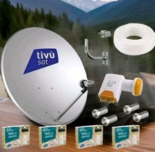 KIT 4 DECODER HD TIVÙSAT SATELLITARE  PARABOLA 100CM LNB 4 USCITE  STAFFA 100 MT