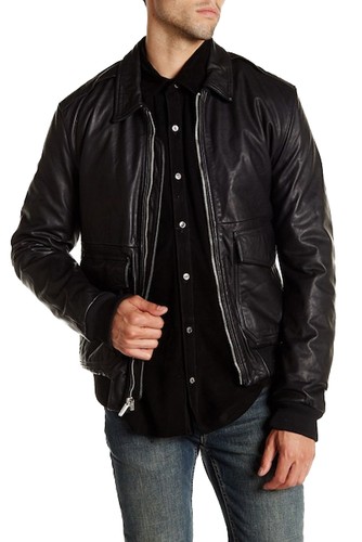 Giacca pelle nera uomo - pelle,