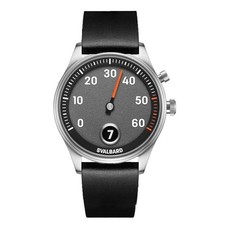 Svalbard TIME TRAVEL HX 11A Quarzo Acciaio Grigio Nero Pelle Orologio Uomo