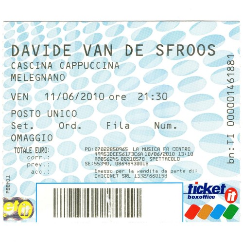 Biglietto concerto davide - concerto, van