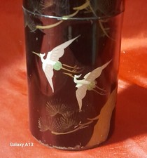 Scatola antica di latta porta-thè decorata con aironi