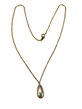 COLLANA CON PERLA A GOCCIA CM 2,2 BIGIOTTERIA VINTAGE ANNI 70-90 CATENINA CM 50