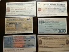 6 miniassegni di vari istituti di credito periodo fine 1976-aprile 1977