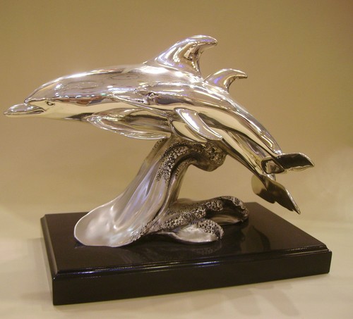 Coppia delfini statua - delfini,