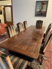 Tavolo Da Sala In Legno Massiccio Con 8 Sedie. Realizzati Da Un Artigiano.