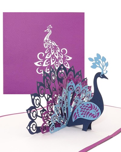 Biglietto pop pavone - pop-up, 3d