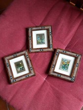 Lotto di 3 piccoli quadretti Creazioni artistiche - Serie oro - Cromolitografie