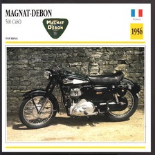 1956 Magnat-Debon 500cc C4SO Francia Scheda Fotografica Moto Info Stat Card
