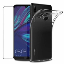 COVER CUSTODIA + PELLICOLA VETRO TEMPERATO PER HUAWEI Y7 2019 TRASPARENTE 