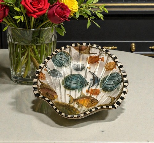 Decorative ribbed glass shell - decorative,