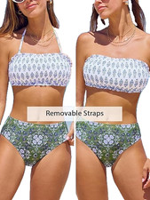 Set bikini donna donna taglia XS 8 coppa morbida boobtube imbottito top vita media slip