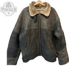 Giacca Bomber Vintage B-3 Aviator Pelle di Pecora Nera Shearling Volo