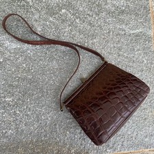 Borsa a spalla a tracolla cocco marrone crocodile shoulder bag brown Vintage 60s