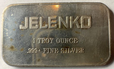 Vintage Jelenko Dental Health un'oncia 1 oz .999 lingotto argento fine di Engelhard