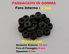 Passacavo in gomma anello gommino da incasso pannello diametro 4mm 5 Pezzi