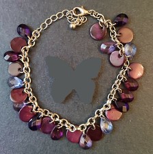 Grazioso bracciale vintage bracelet charms gocce viola glicine