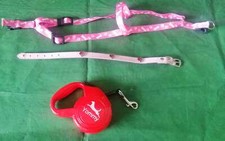 SET 3 ACCESSORI CUCCIOLO CANE GUINZAGLIO PETTORINA COLLARE ROSA ARTICOLI PUPPY