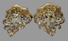 Mensole da parete antiche vittoriane italiane decorate dorate figurative cherubino putti